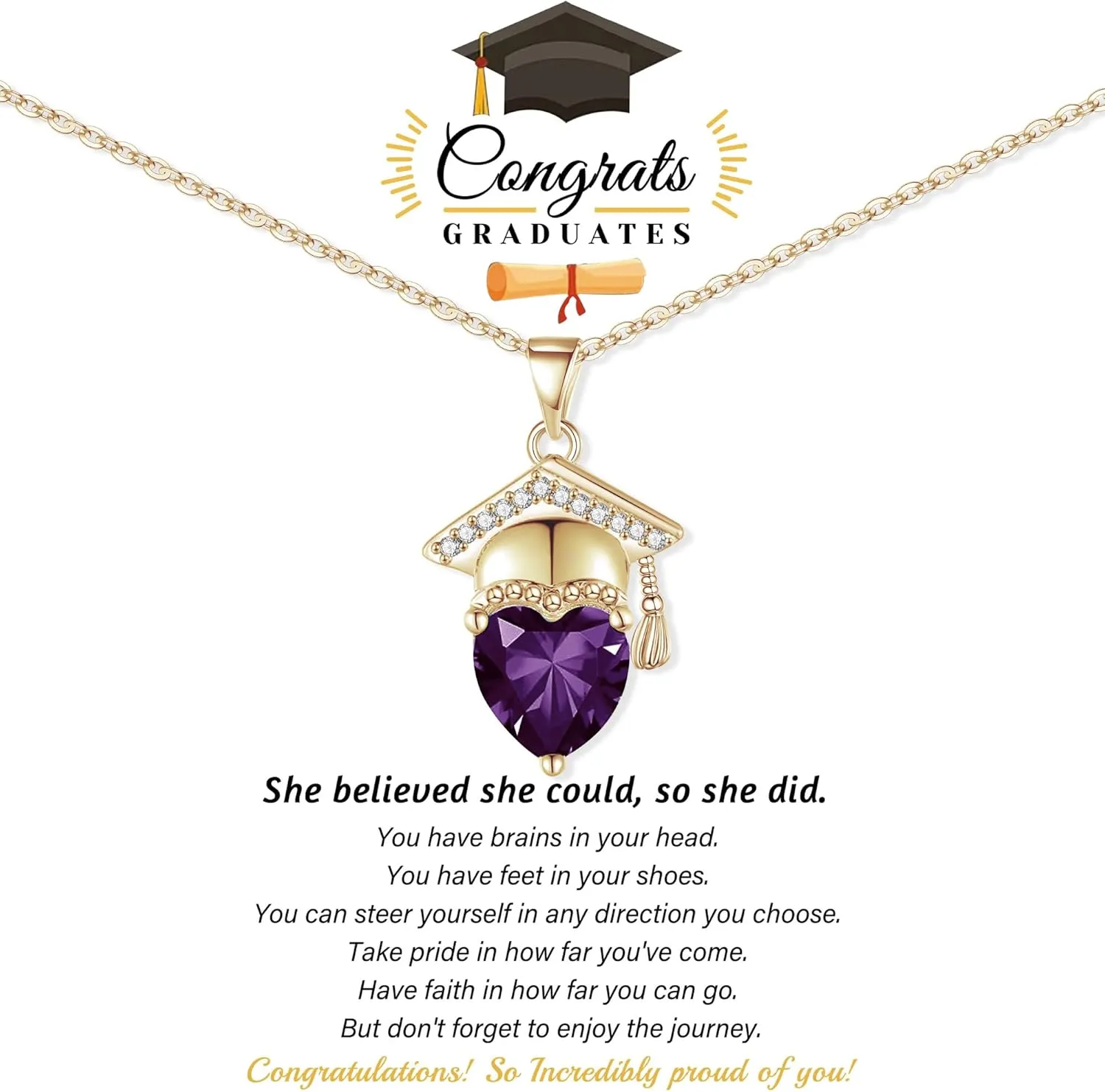 Graduation Gifts for Her 2025 Birthstone Necklace for Women Birthday Gifts for Teen Girls 5th 8th Grade High School College Graduation Gift for Her 2025 Graduation Necklace Girlfriend Daughter Jewelry