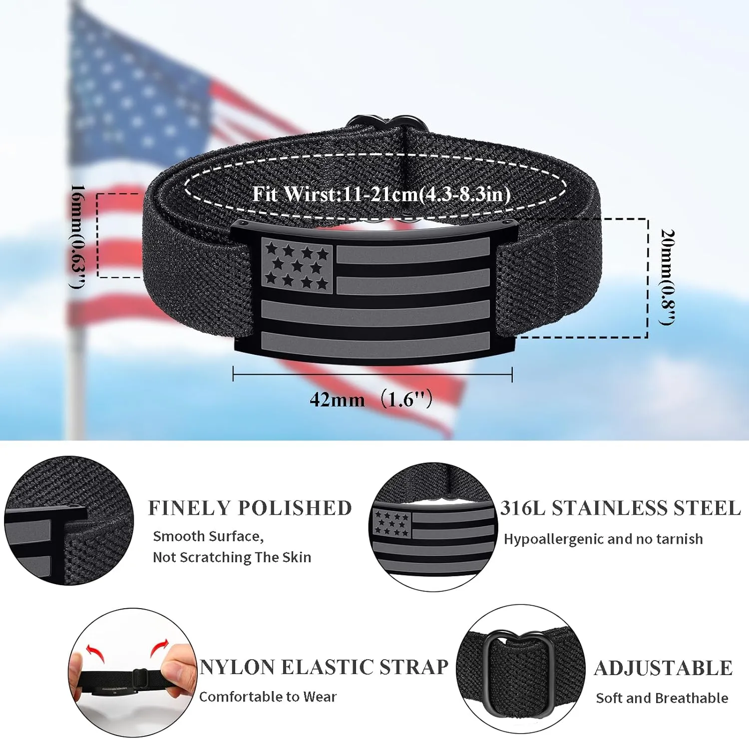 Graduation Gifts for Him,Bracelets for Boy Men American Flag Cross Bible Verse Bracelet Christmas Birthday Easter Christian Graduation Gifts for Him Boys Men Teens Dad