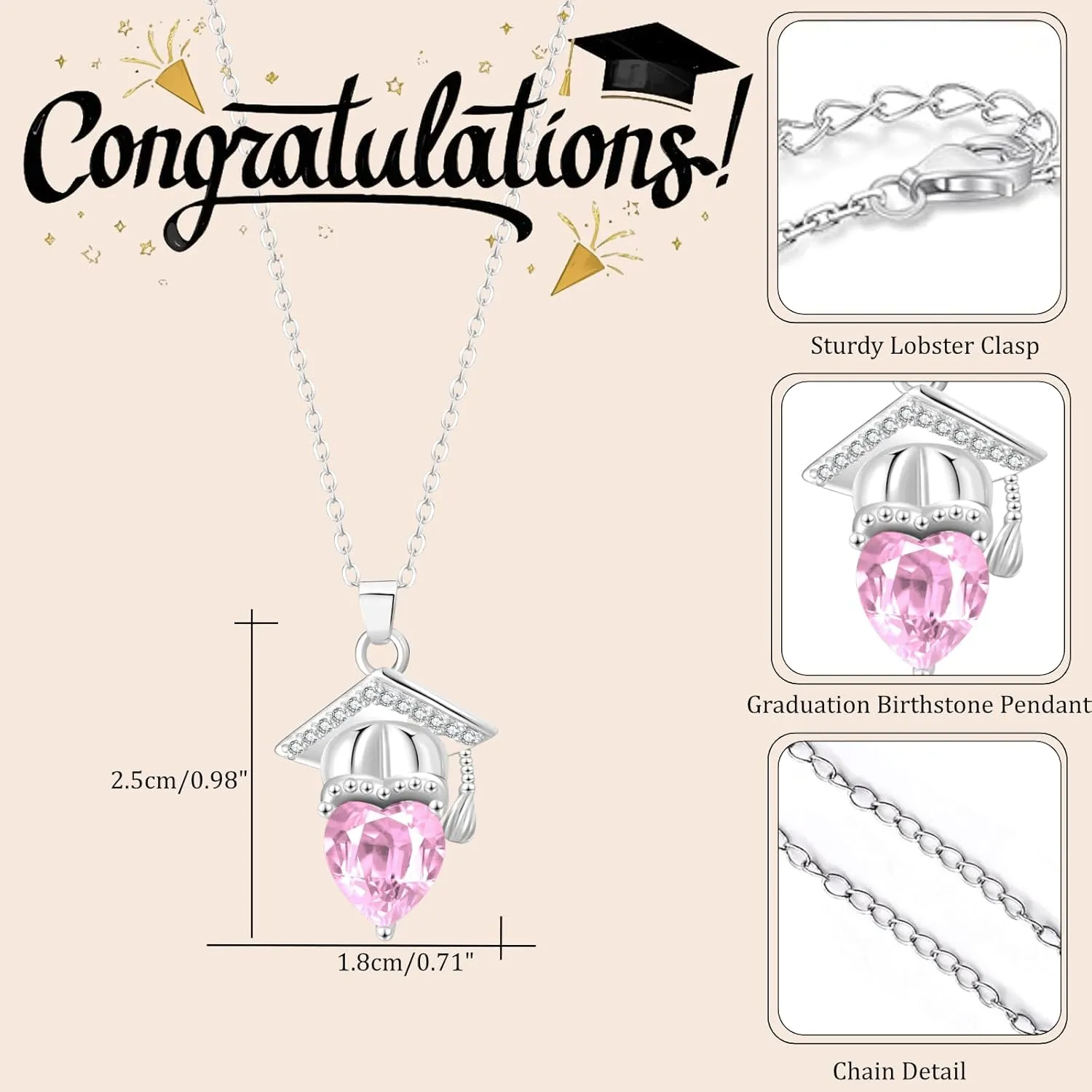 Graduation Necklace Bachelor Cap Personalized Class 2025 Grad Cap Graduate College Graduation Gift for Her Graduate Pendant High School Grad