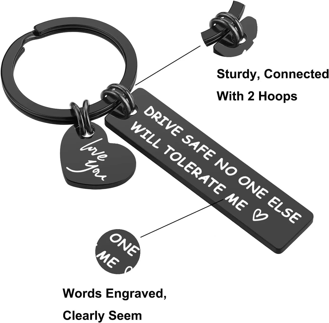iJuqi Valentine's Day Gifts for Him - Drive Safe Keychain & Boyfriend Gifts for Husband from Girlfriend or Wife