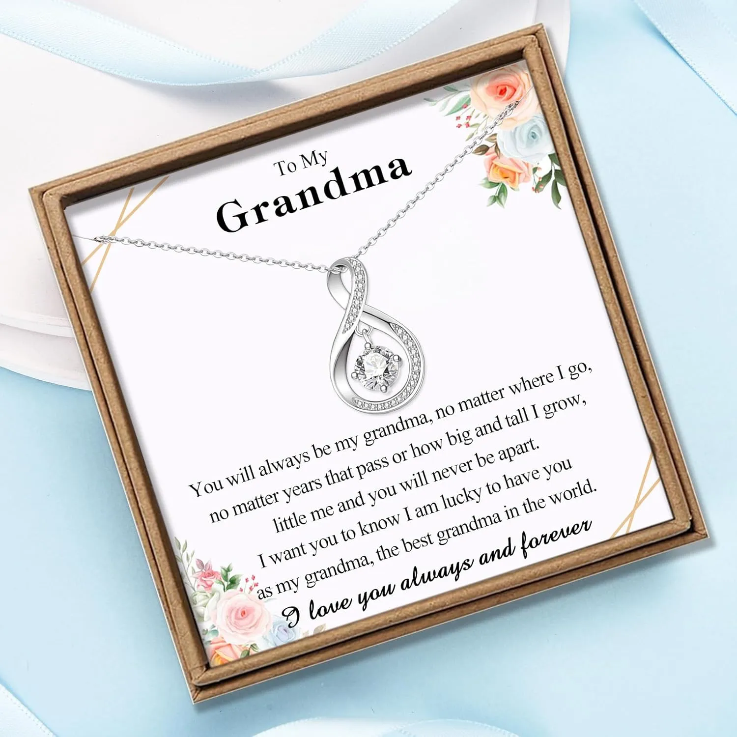 Infinity Necklace Gifts for Women, Birthday & Christmas - Mothers Day Gifts for Mom, Wife, Grandma, New Mom, Sister, Aunt & More