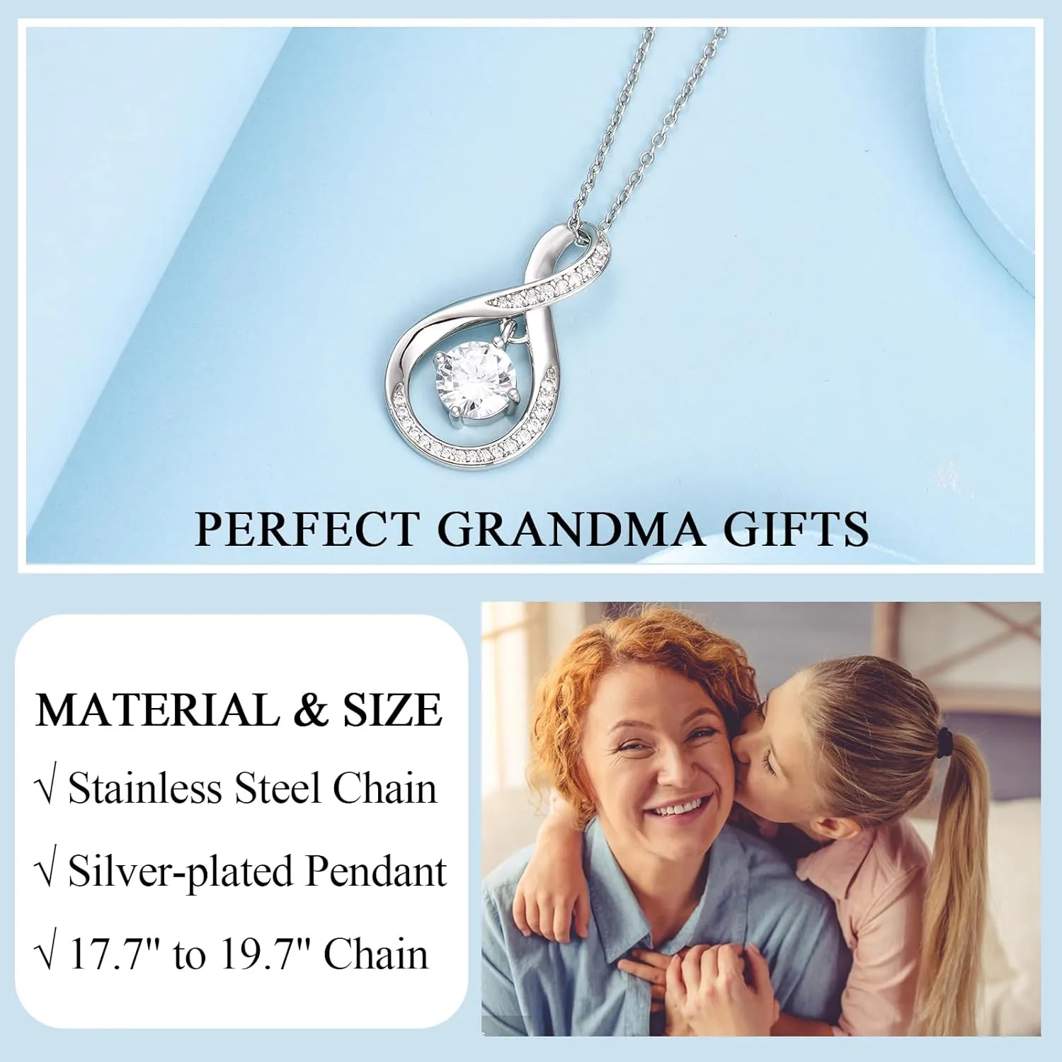 Infinity Necklace Gifts for Women, Birthday & Christmas - Mothers Day Gifts for Mom, Wife, Grandma, New Mom, Sister, Aunt & More