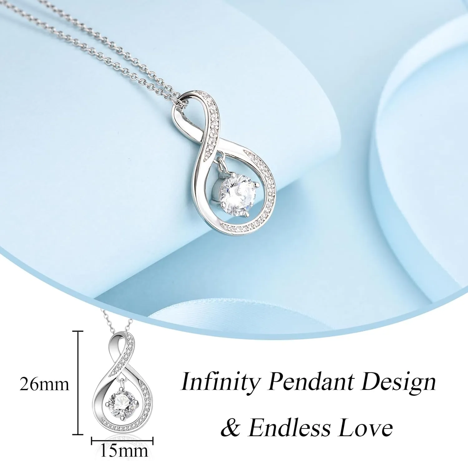Infinity Necklace Gifts for Women, Birthday & Christmas - Mothers Day Gifts for Mom, Wife, Grandma, New Mom, Sister, Aunt & More