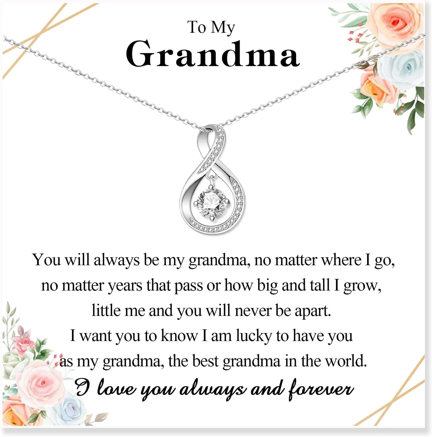 Infinity Necklace Gifts for Women, Birthday & Christmas - Mothers Day Gifts for Mom, Wife, Grandma, New Mom, Sister, Aunt & More