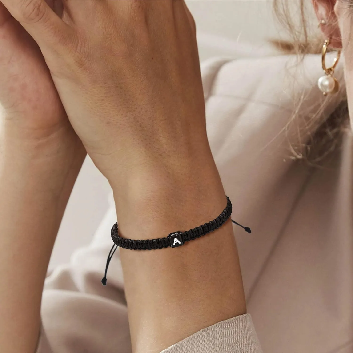 Initial Bracelets for Women Men Initial Bracelet A Charm Handmade Bracelets Rope Braided Letter Bracelet for Teen Girls Adjustable Jewelry for Women Mom