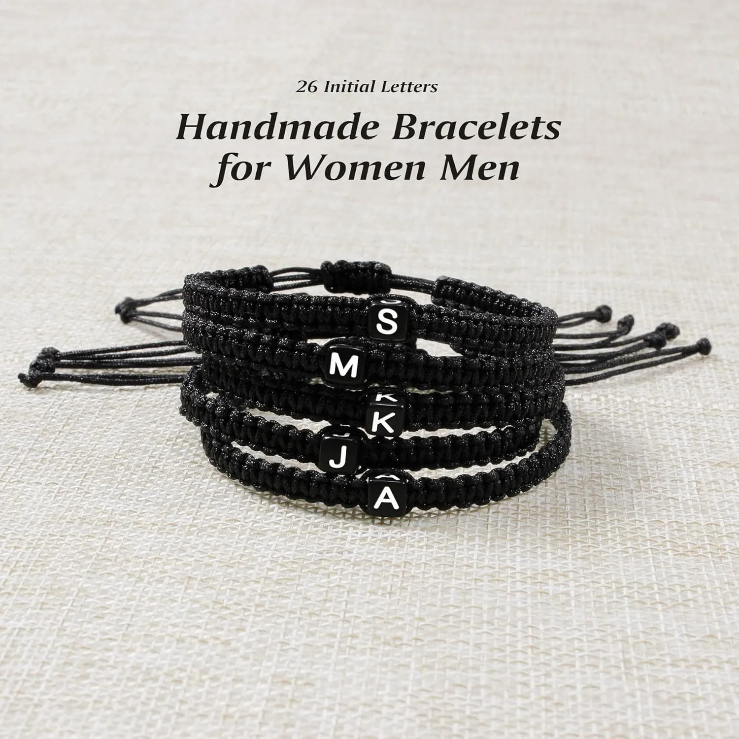 Initial Bracelets for Women Men Initial Bracelet A Charm Handmade Bracelets Rope Braided Letter Bracelet for Teen Girls Adjustable Jewelry for Women Mom