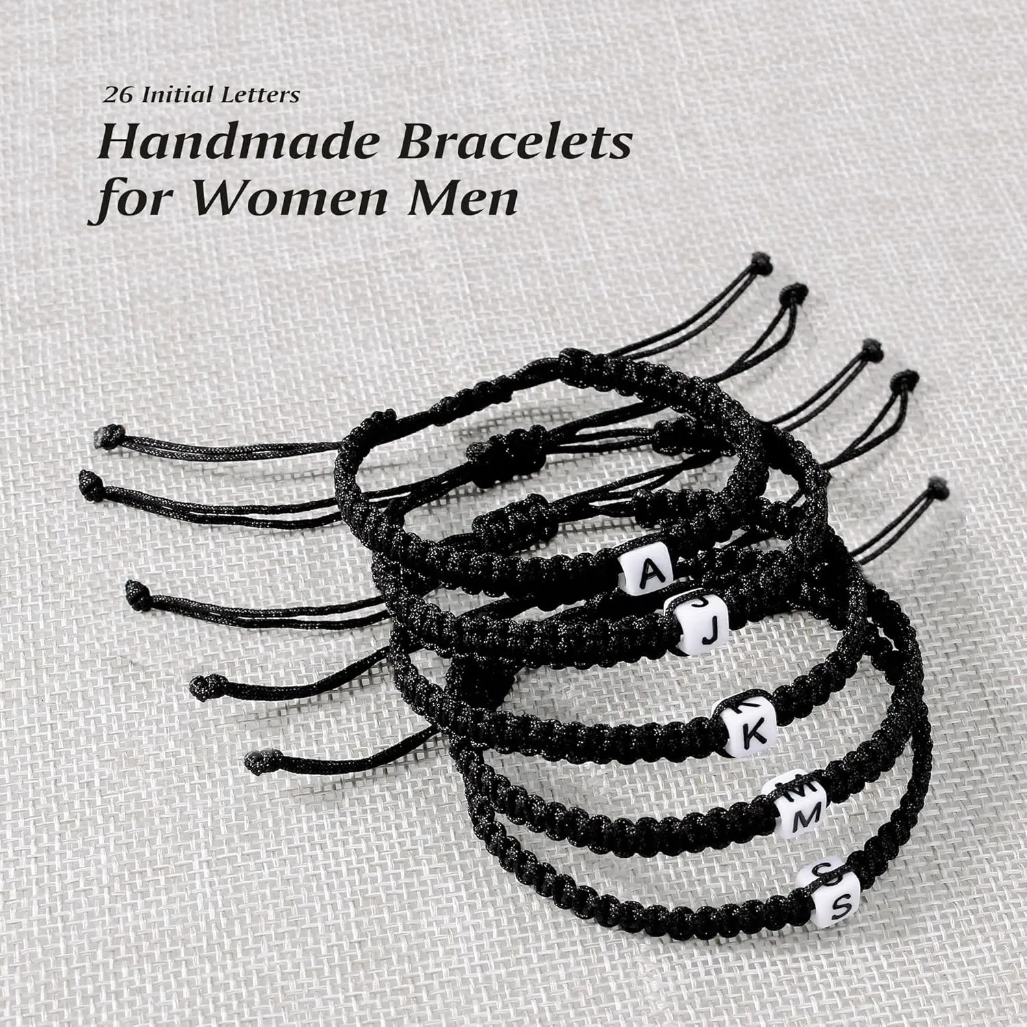 Initial Bracelets for Women Men M Initial Charm Bracelet Handmade String Woven Jewelry Gift for Teen Girls Friends Wife Girlfriend Boyfriend Gifts for Mom