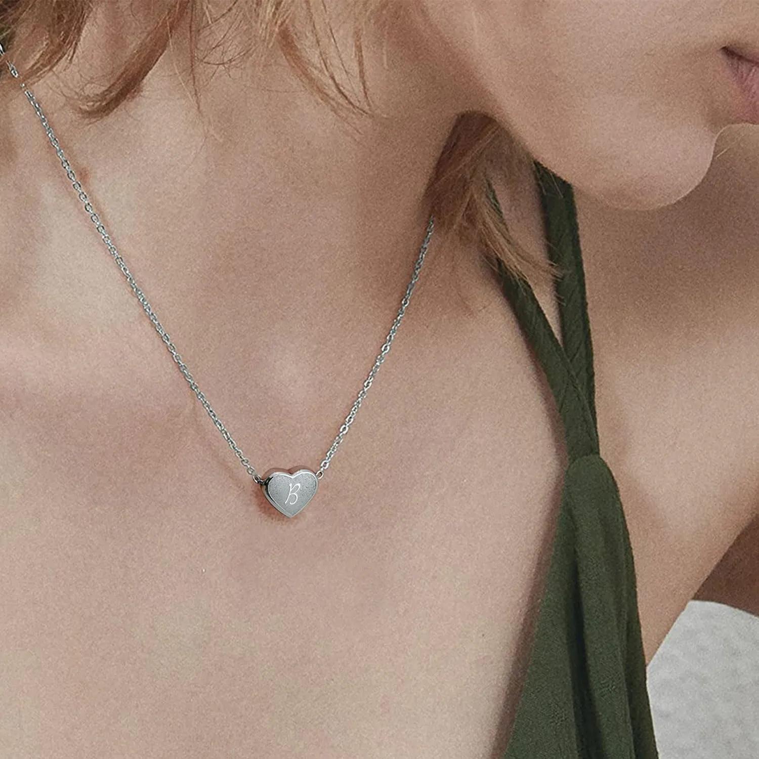 Initial Necklace for Women Letter Necklace for Girls Dainty Gold Silver Heart Pendant Necklace Little Girls Jewelry Gifts for Teens Mothers Day Gifts for Women