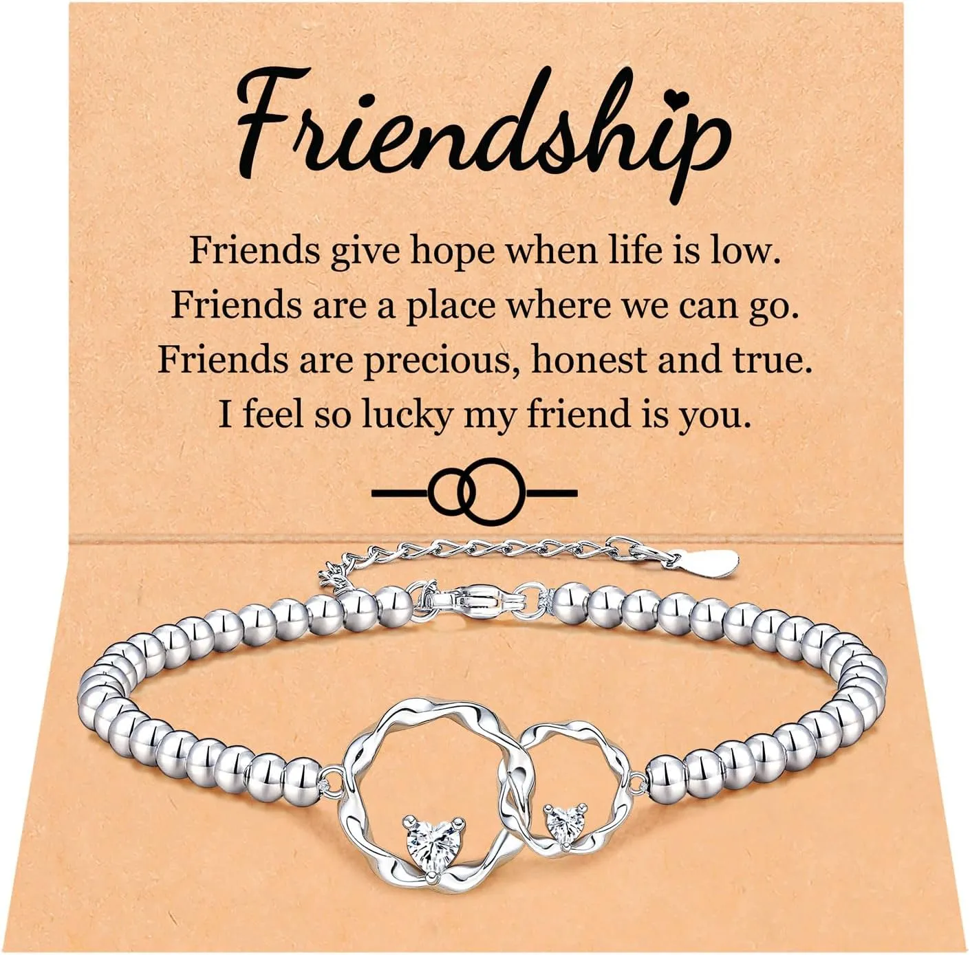 Interlocking 2 Circles Bracelet for Sister Best Friends Christmas Valentines Birthday Gifts for Women