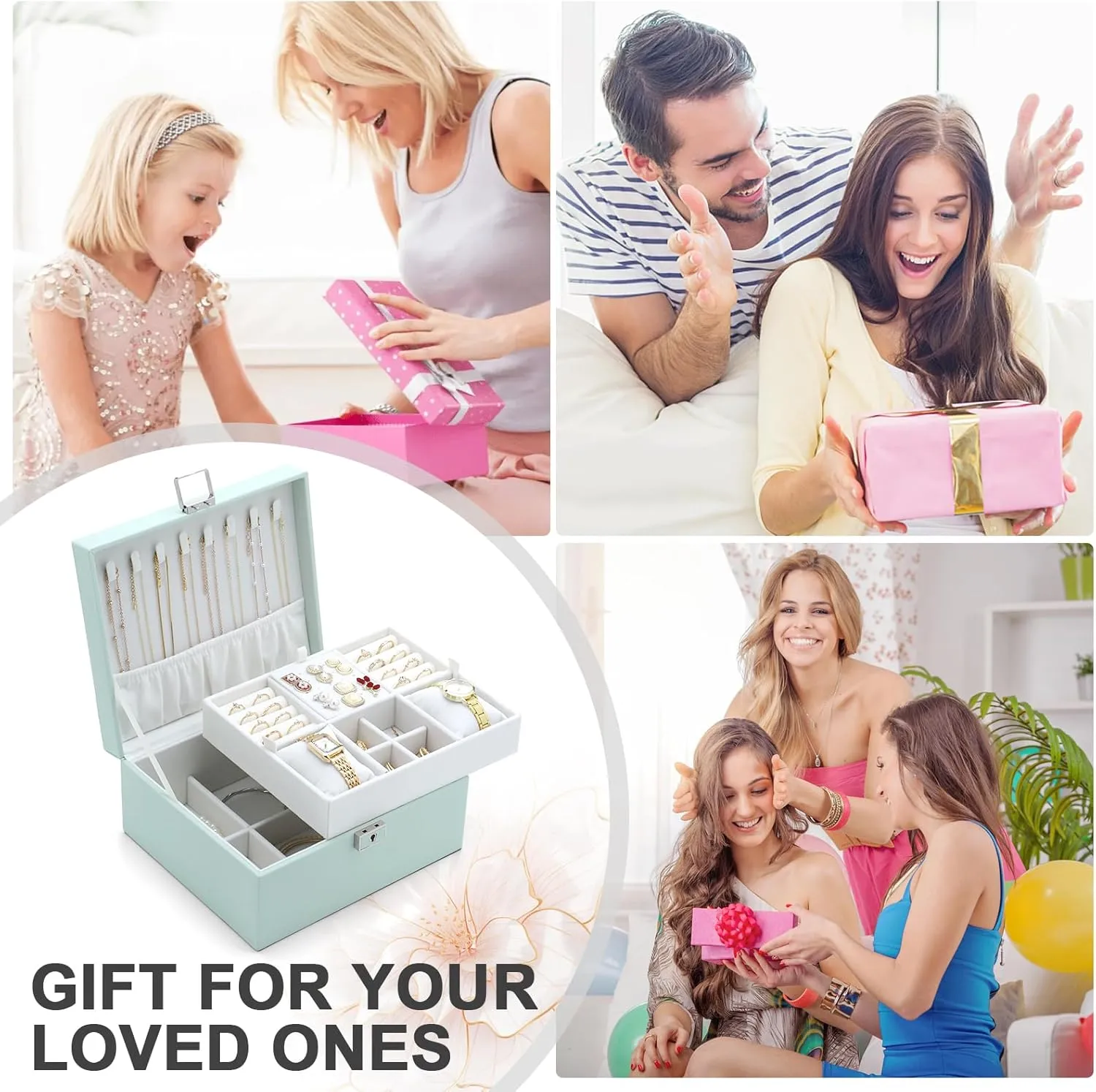 Jewelry Organizer Boxes for Women,Travel Jewelry Case, 2 Layers Removable Jewelry Box,Storage for Necklace, Bracelet, Earring,Rings,Jewelry Box Gifts for Women Girls