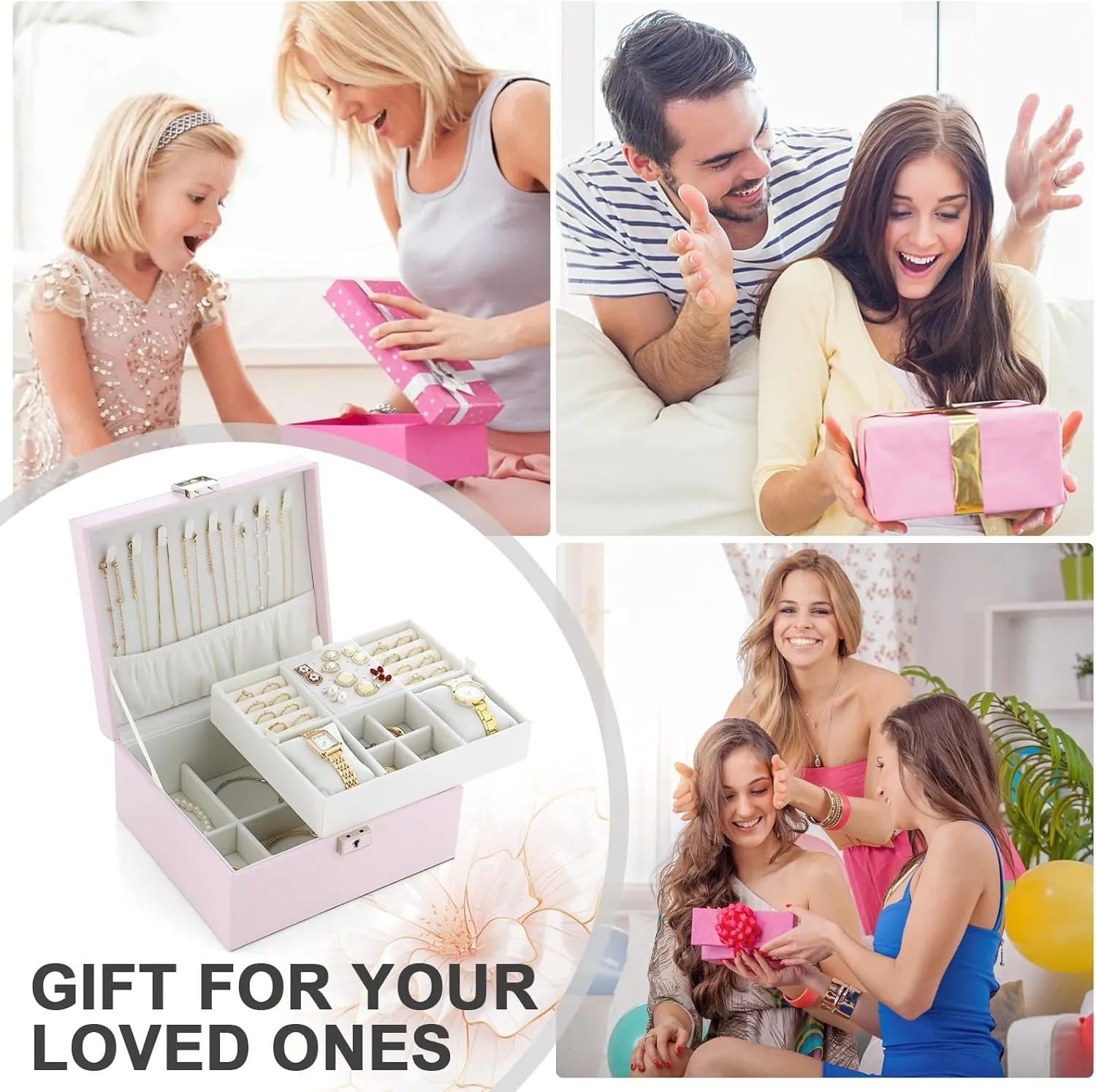 Jewelry Organizer Boxes for Women,Travel Jewelry Case, 2 Layers Removable Jewelry Box,Storage for Necklace, Bracelet, Earring,Rings,Jewelry Box Gifts for Women Girls