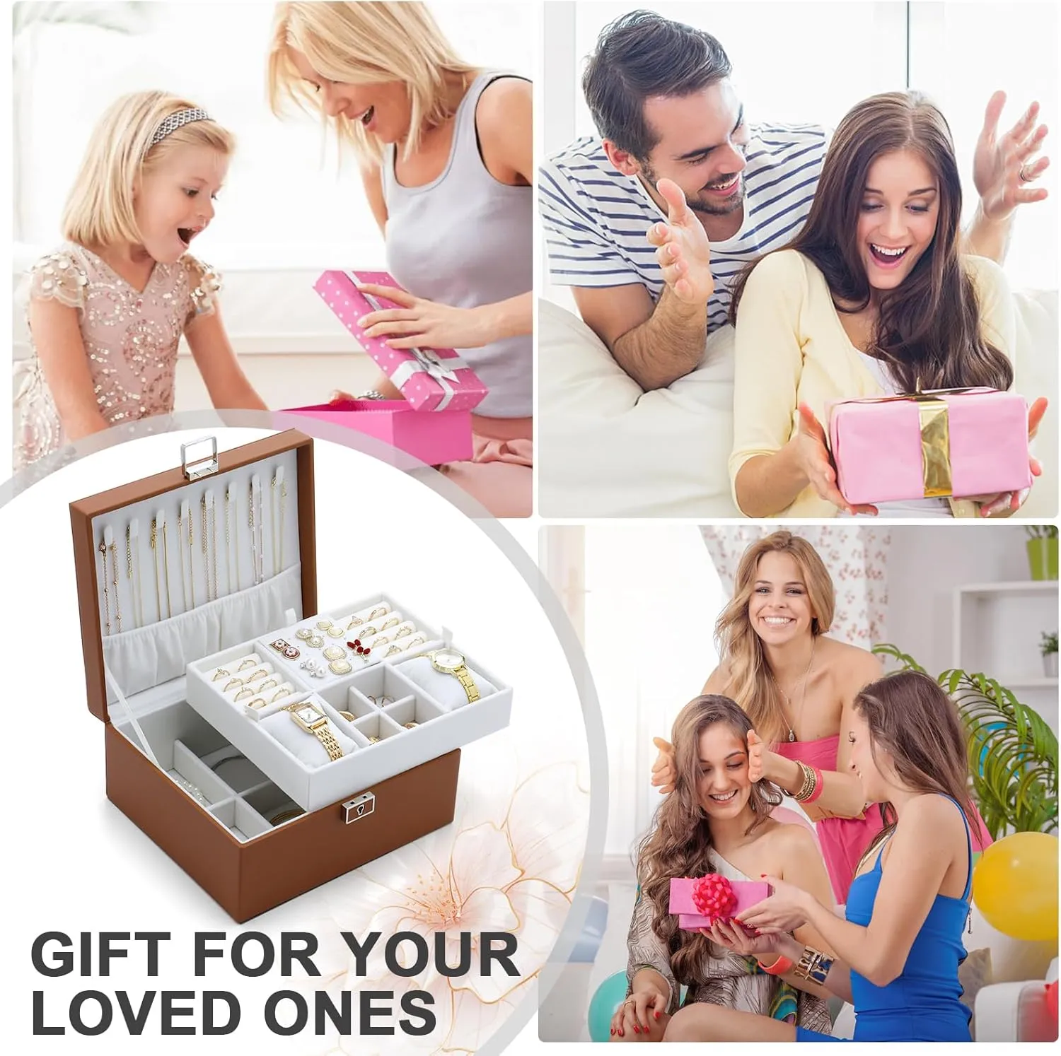 Jewelry Organizer Boxes for Women,Travel Jewelry Case, 2 Layers Removable Jewelry Box,Storage for Necklace, Bracelet, Earring,Rings,Jewelry Box Gifts for Women Girls