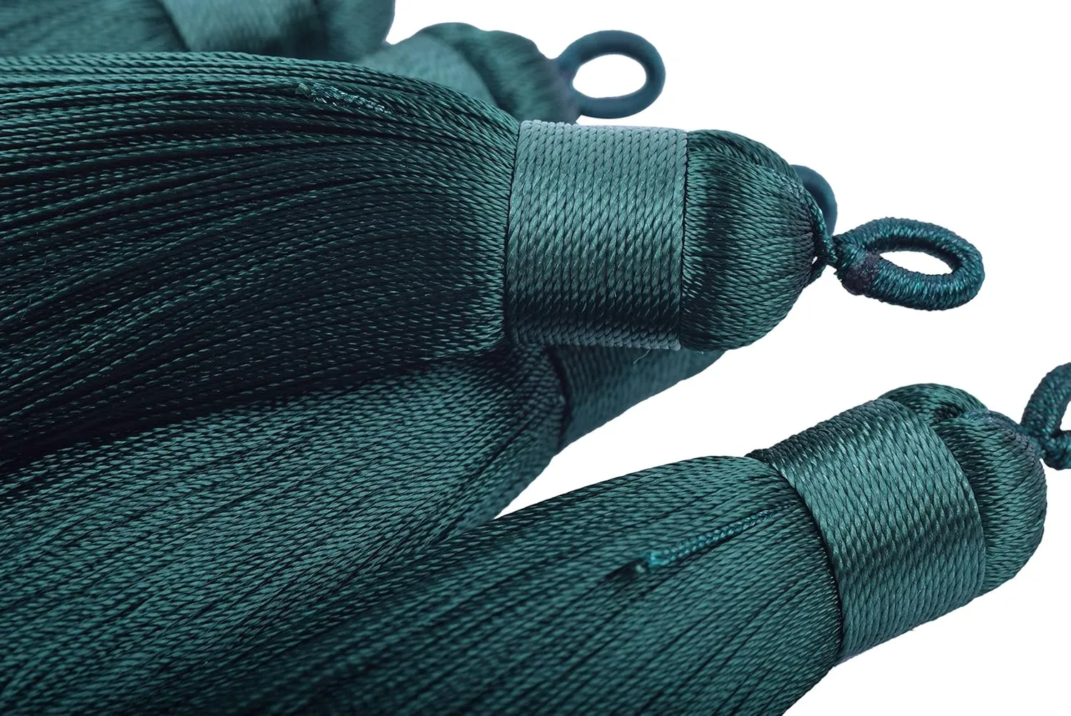 KONMAY 10pcs 3.4''(8.5cm) Handmade Imitation Silk Tassels with Hanging Loop for Jewelry Making (Dark Green)