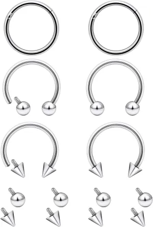 Lcolyoli 16g Septum Rings Internally Threaded Surgical Steel Septum Jewelry Lip Rings Hoop Labret Jewelry Snake Bite Piercing Jewelry Horseshoe Earrings Daith Piercing Jewelry for Women Men