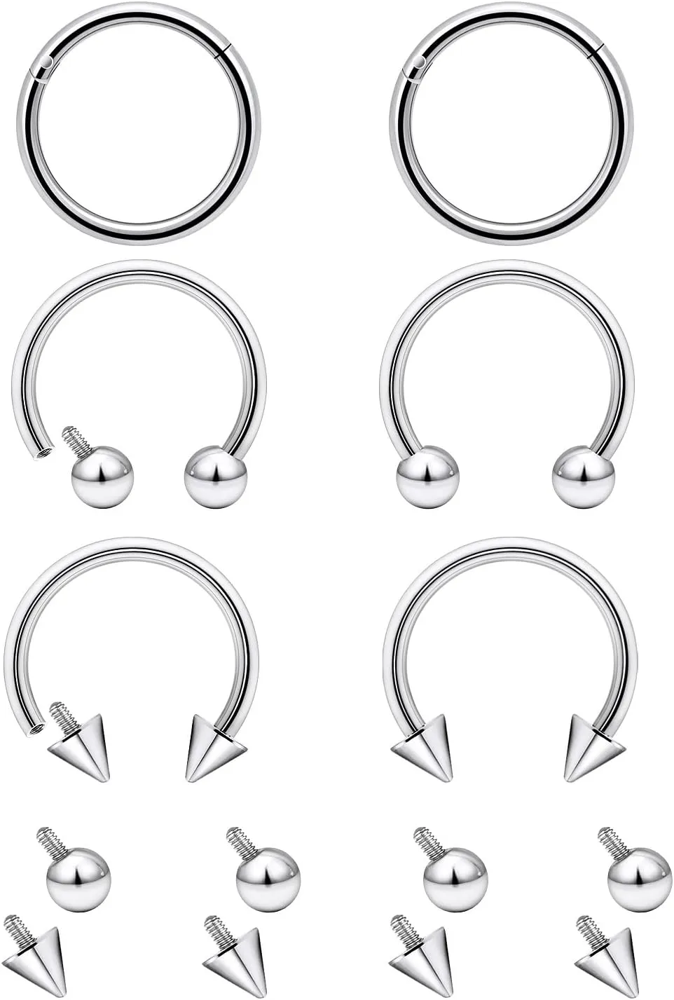 Lcolyoli 16g Septum Rings Internally Threaded Surgical Steel Septum Jewelry Lip Rings Hoop Labret Jewelry Snake Bite Piercing Jewelry Horseshoe Earrings Daith Piercing Jewelry for Women Men
