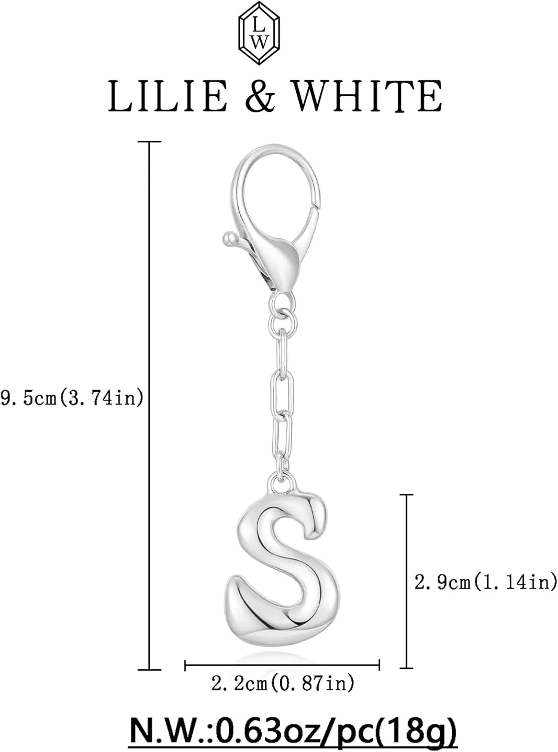 LILIE&WHITE Gold Bubble Initial Keychain For Women Handbag Charms Fashion Alphabet Keychain Accessories Gift