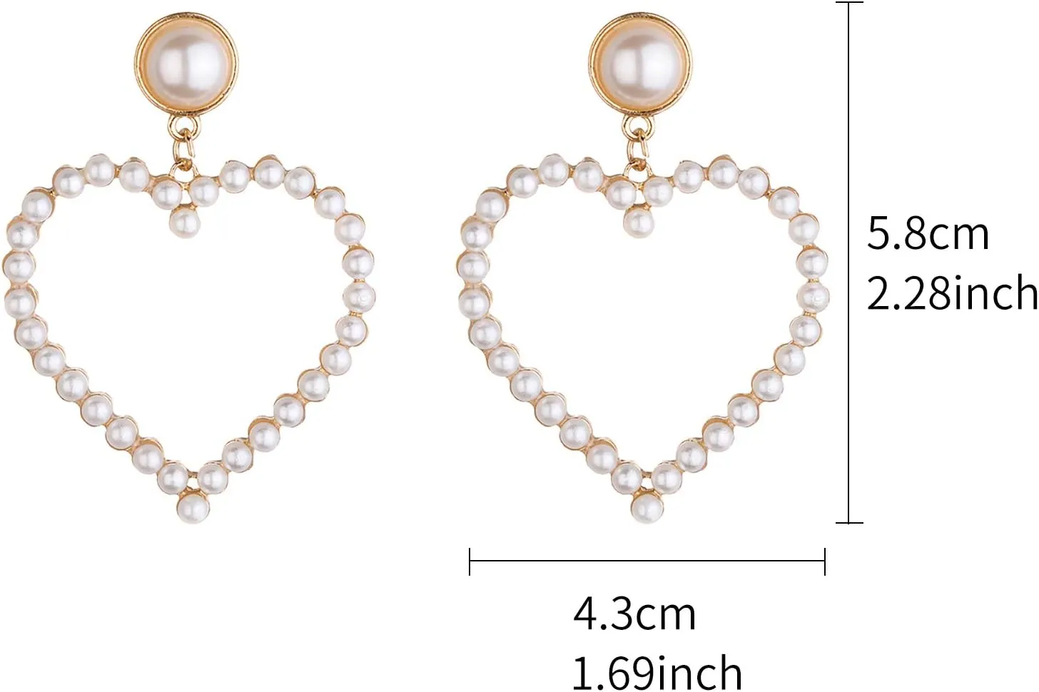 Lux Accessories Heart Shaped White Pearls Fashion Dangle Earrings