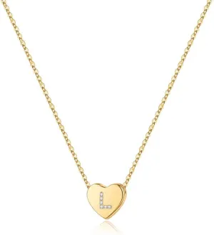 M MOOHAM Initial Heart Necklace for Girls Women, Dainty Cubic Zirconia Initial Heart Pendant Necklace for Women Girls Jewelry Gifts