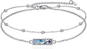 Mermaid Anklet 925 Sterling Silver Abalone Shell Ocean Jewelry Gifts for Women Mother Friends