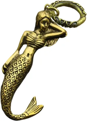 Mermaid keychain Pendantt, Brass Home Ornaments, Desk Wall Backpack Car Decor for Mermaid Lovers