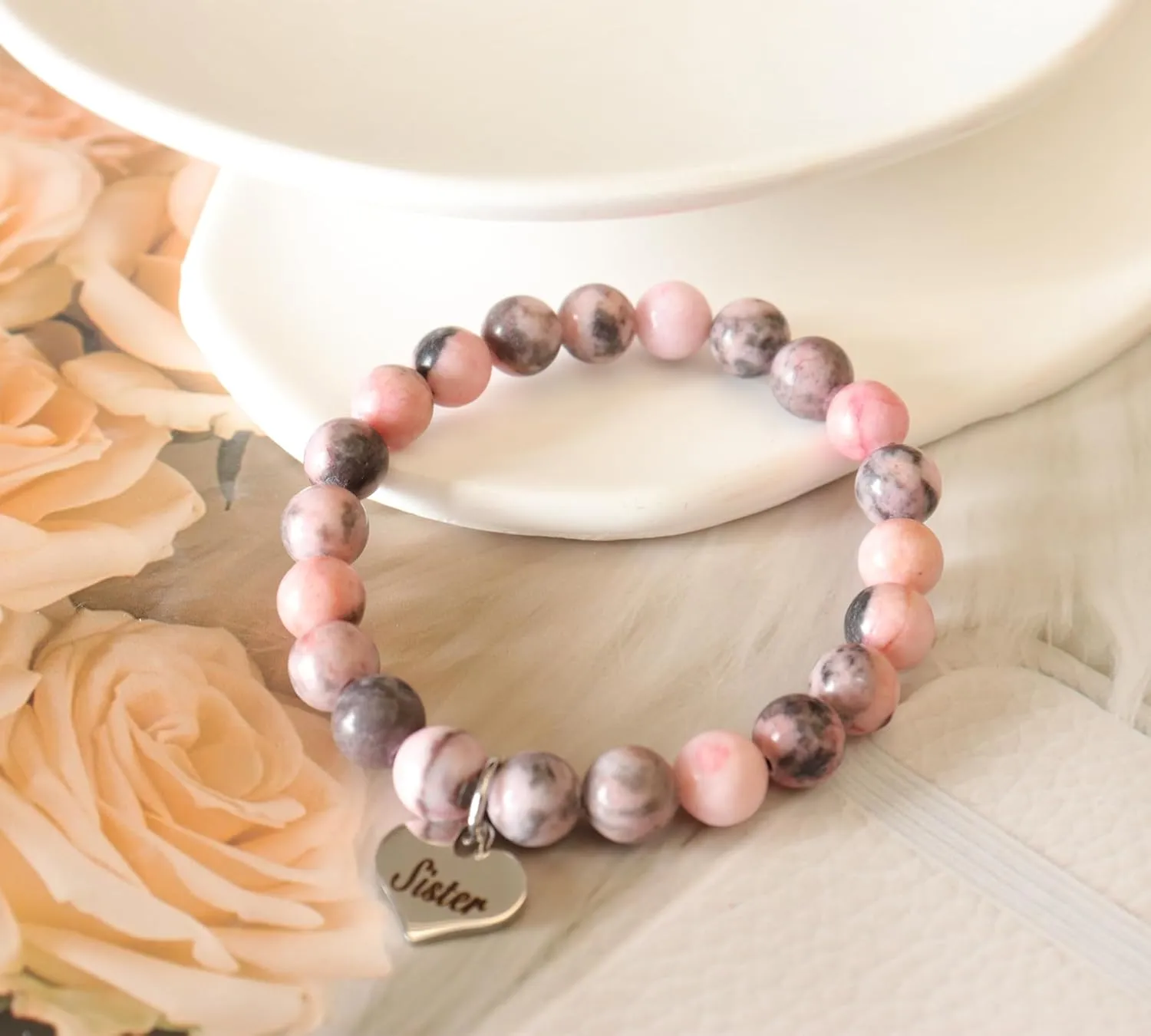 MFTRADING Beaded Bracelet for Women Inspirational Gifts to My Mom Daughter Gramdma Sister Best Friends Birthday Gift Nature Stone Bracelet