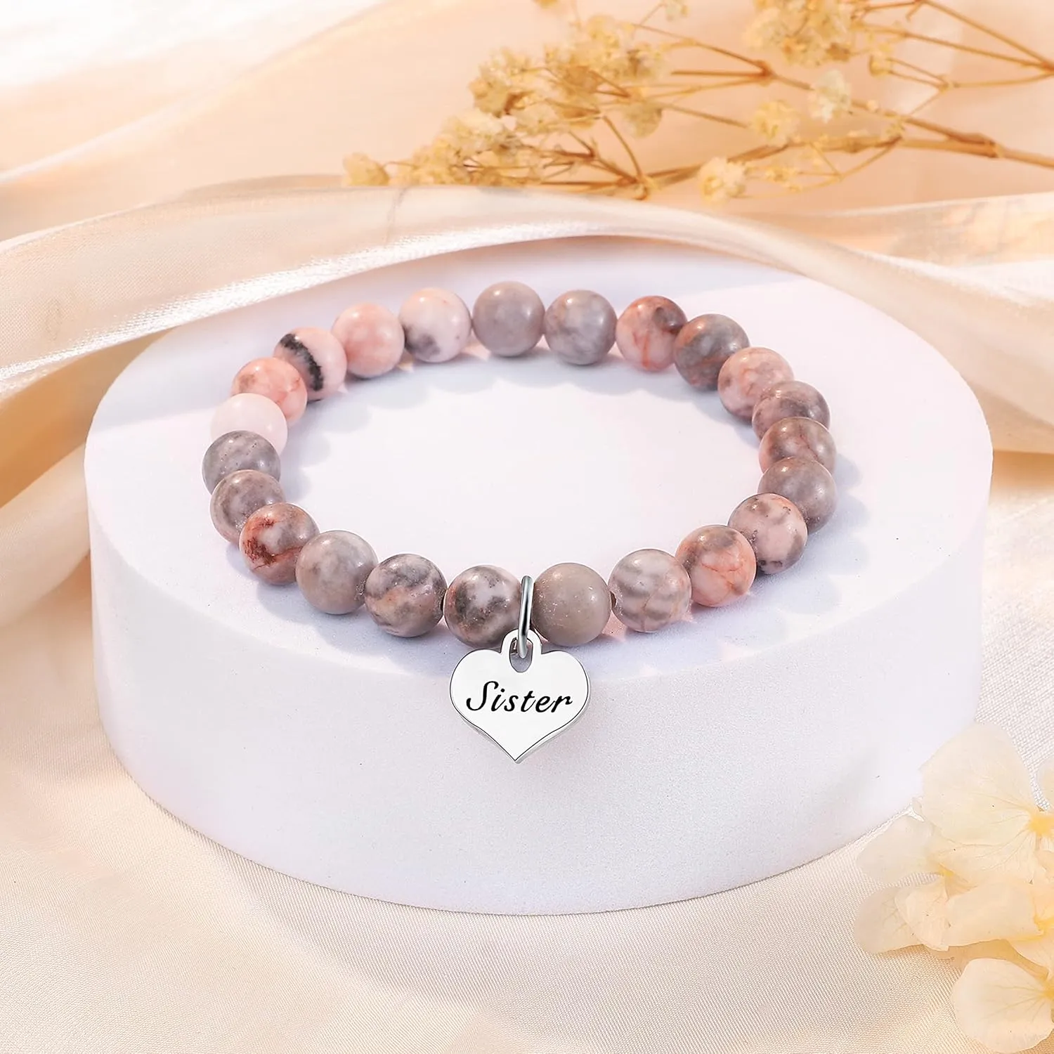 MFTRADING Beaded Bracelet for Women Inspirational Gifts to My Mom Daughter Gramdma Sister Best Friends Birthday Gift Nature Stone Bracelet