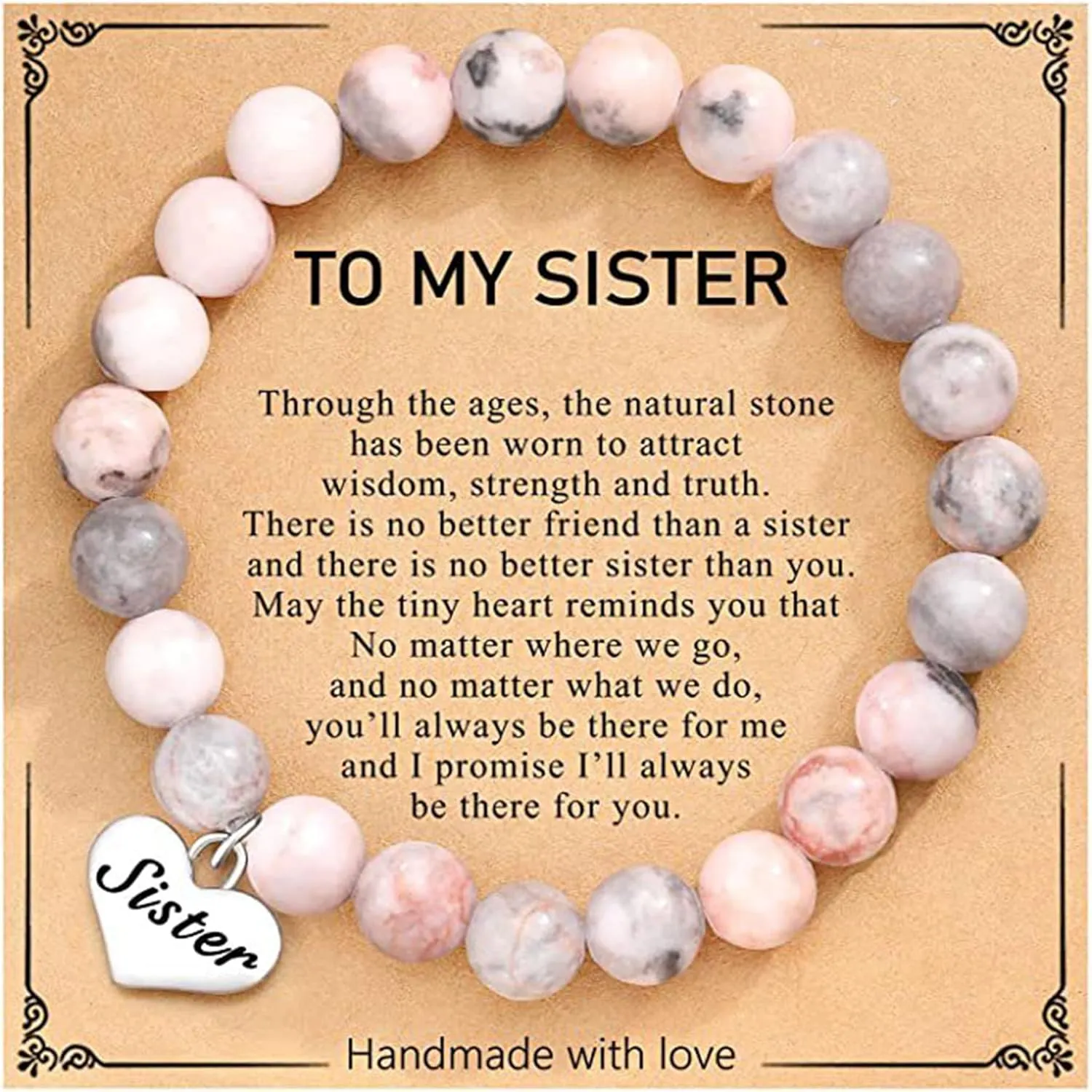 MFTRADING Beaded Bracelet for Women Inspirational Gifts to My Mom Daughter Gramdma Sister Best Friends Birthday Gift Nature Stone Bracelet