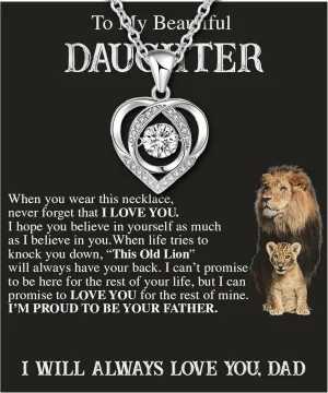 MGOOL Daughter Gifts From Dad To My Daughter Necklace 925 Sterling Silver Pendant Necklace Graduation Gifts Birthday Christmas Message CardLED Gift Box