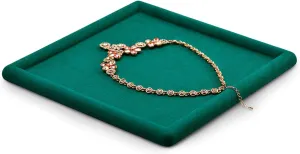 Microfiber Jewelry Tray Jewelry Display Trays Stackable Jewelry Organizer Tray Jewelry Trays For Drawer Padded Jewelry Tray for Necklace Bracelets Storage (Green)