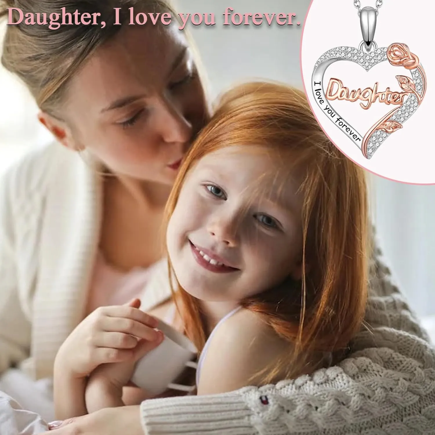 Nana Mom Daughter Necklace Gifts for Nana Grandma Grandmother Mom Daughter, To My Nana Mom Daughter Rose Heart Pendant Necklace Gifts -Birthday Christmas Wedding Retirement Gifts for Women Teen Girls Her