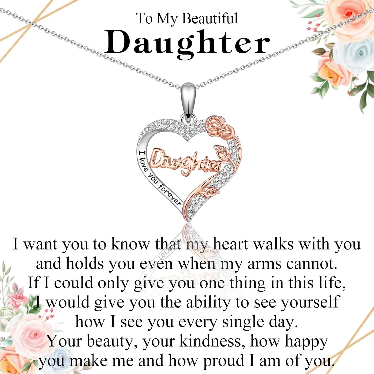 Nana Mom Daughter Necklace Gifts for Nana Grandma Grandmother Mom Daughter, To My Nana Mom Daughter Rose Heart Pendant Necklace Gifts -Birthday Christmas Wedding Retirement Gifts for Women Teen Girls Her