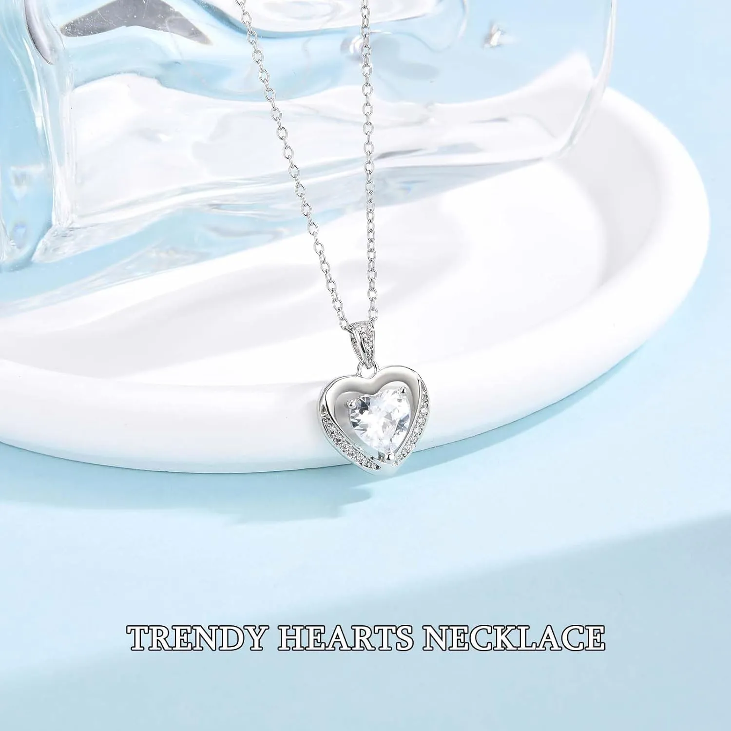 Necklace Gifts for Mom, Grandma, Daughter & Granddaughter - Trendy Hearts Jewelry Gifts for Christmas, Stocking Stuffers, Birthdays, Mothers Day & Valentines Day