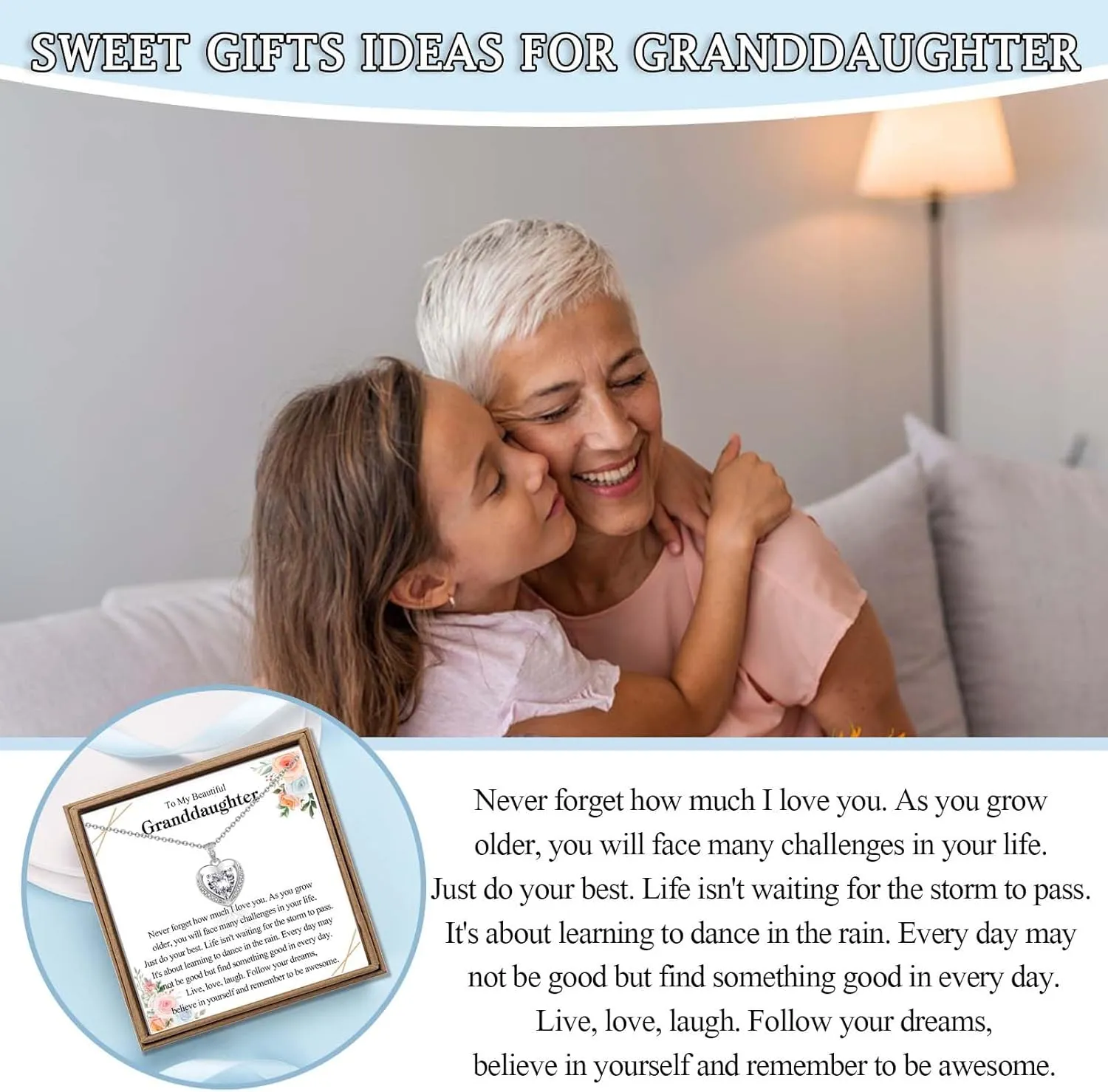 Necklace Gifts for Mom, Grandma, Daughter & Granddaughter - Trendy Hearts Jewelry Gifts for Christmas, Stocking Stuffers, Birthdays, Mothers Day & Valentines Day