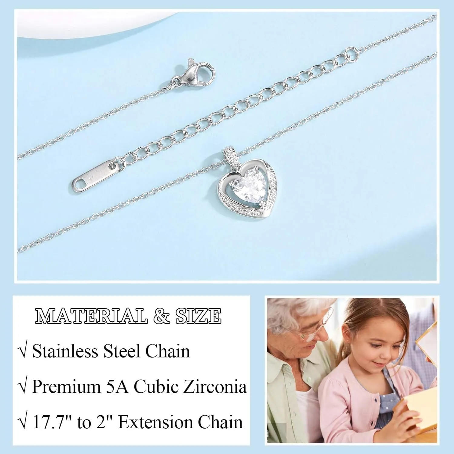 Necklace Gifts for Mom, Grandma, Daughter & Granddaughter - Trendy Hearts Jewelry Gifts for Christmas, Stocking Stuffers, Birthdays, Mothers Day & Valentines Day