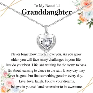 Necklace Gifts for Mom, Grandma, Daughter & Granddaughter - Trendy Hearts Jewelry Gifts for Christmas, Stocking Stuffers, Birthdays, Mothers Day & Valentines Day