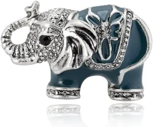 NOUMANDA Silver Colors Elephant Brooch Pins Rhinestone Lapel Pin for Women Jewelry Fashion Suit Accessories