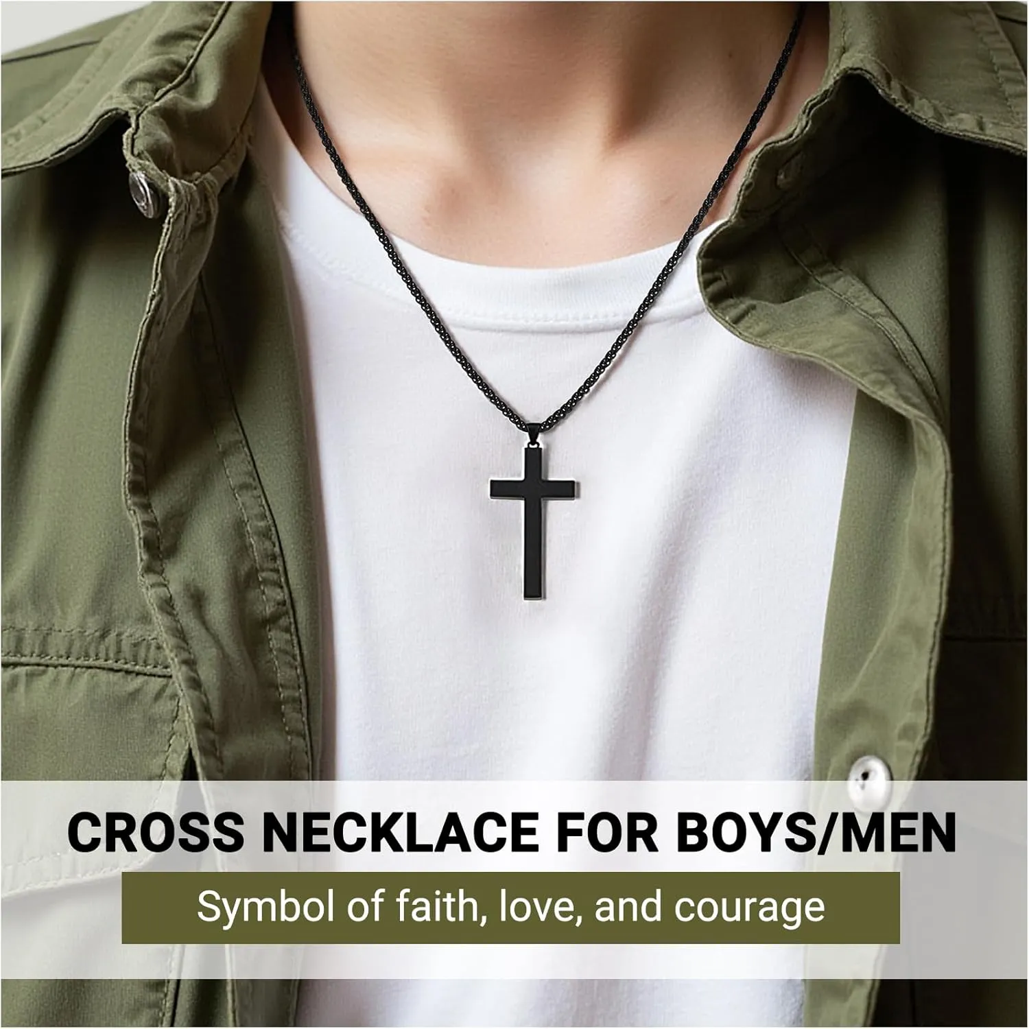 PINKDODO Cross Necklace for Men, Valentines Birthday Christmas Gifts for Son Grandson Nephew Brother Boyfriend Mens