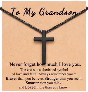 PINKDODO Cross Necklace for Men, Valentines Birthday Christmas Gifts for Son Grandson Nephew Brother Boyfriend Mens