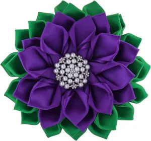 Purple Green Corsage Flower Delta Violet Pin Greek Women Sorority Servcie Lady Soror Brooch Jewelry
