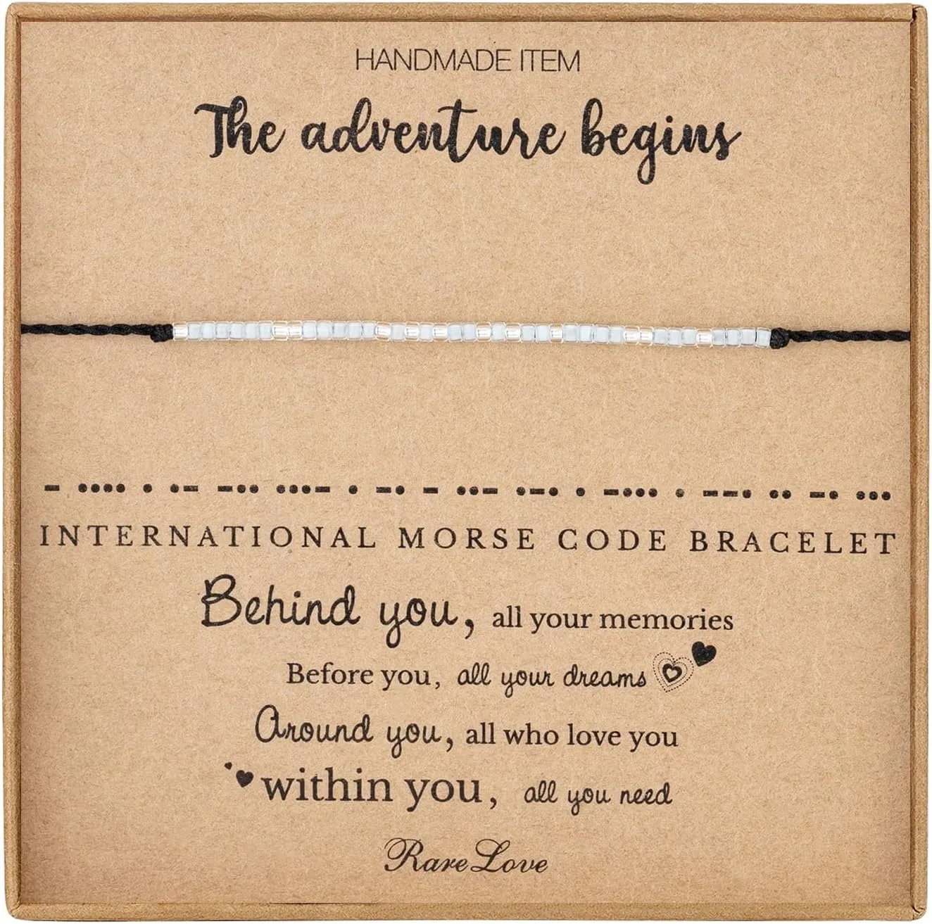 RareLove Graduation Gifts The Adventure Begins Morse Code Beaded Bracelet,2025 Grad Senior Gifts for Friends,Graduation Gifts for Best Friends,Waterproof Secret Bracelets Tiny Pony Seed