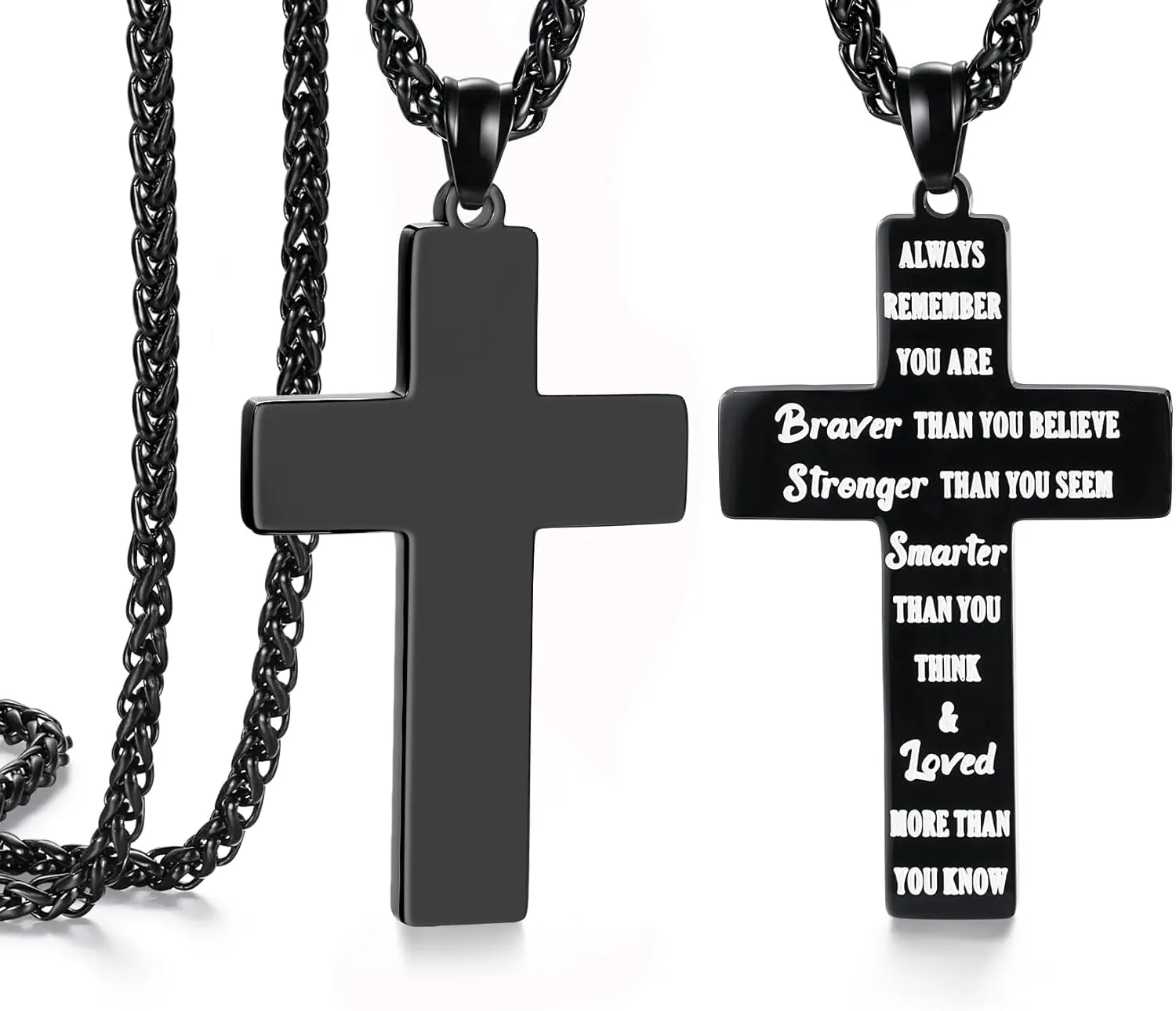 SAM & LORI Cross Necklace for Men Boys Graduation Gifts Him Chain 1st First Communion Confirmation Gifts Teenage Teen Birthday 13 Year Old Pendant Christmas Stocking Stuffers Valentines Day Easter