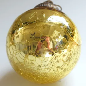 Set of 4 Gold Mercury Glass Ornaments (3.15 Inch Vintage Crackle Ball) - Perfect for Christmas Tree, Hanging Holiday Decoration, Gifts & Home Decor