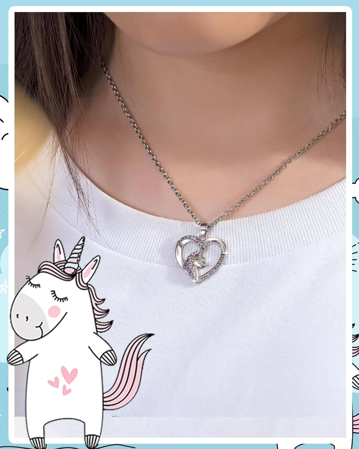 Shonyin Unicorn Gifts, Girls Valentines Gifts, Unicorn Necklace for Daughter Granddaughter Niece