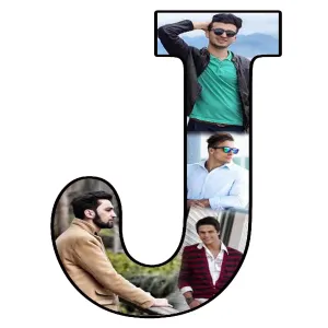 Shri Kanth Art® Personalized Alphabets for Gift and Home Decor Wood Photo Collage (Multicolored) (Frame:- J)| Happy Birthday, Anniversary Photo Cut Out Frame for Boy & Girl for Gift