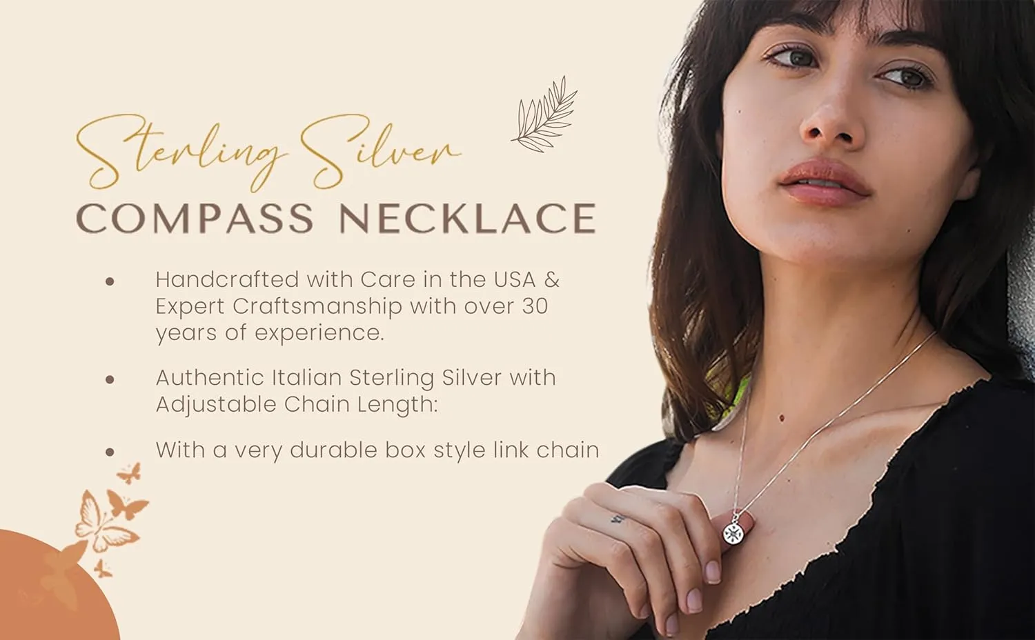 Sterling Silver Compass Necklace, Inspirational Gifts for Women, Long Distance Friendship Gifts, Graduation Gifts for Her, Dainty Necklace for Her, Enjoy the Journey (18, Sterling Silver)