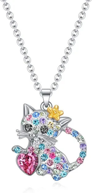SUMFAN Cat Necklace Jewelry for Women & Girls, Teen Girls' Cat Lover Gifts