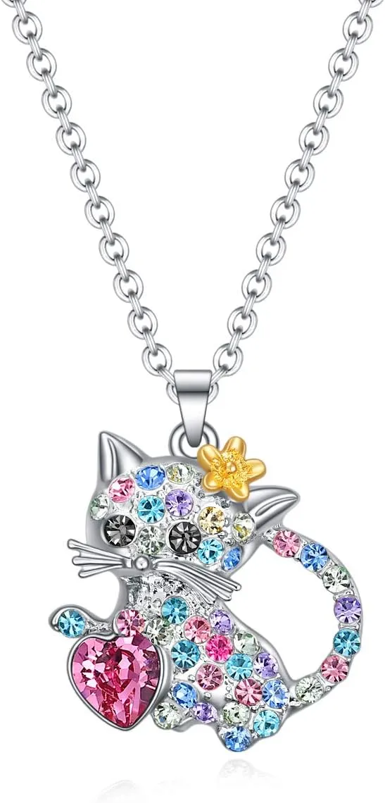 SUMFAN Cat Necklace Jewelry for Women & Girls, Teen Girls' Cat Lover Gifts