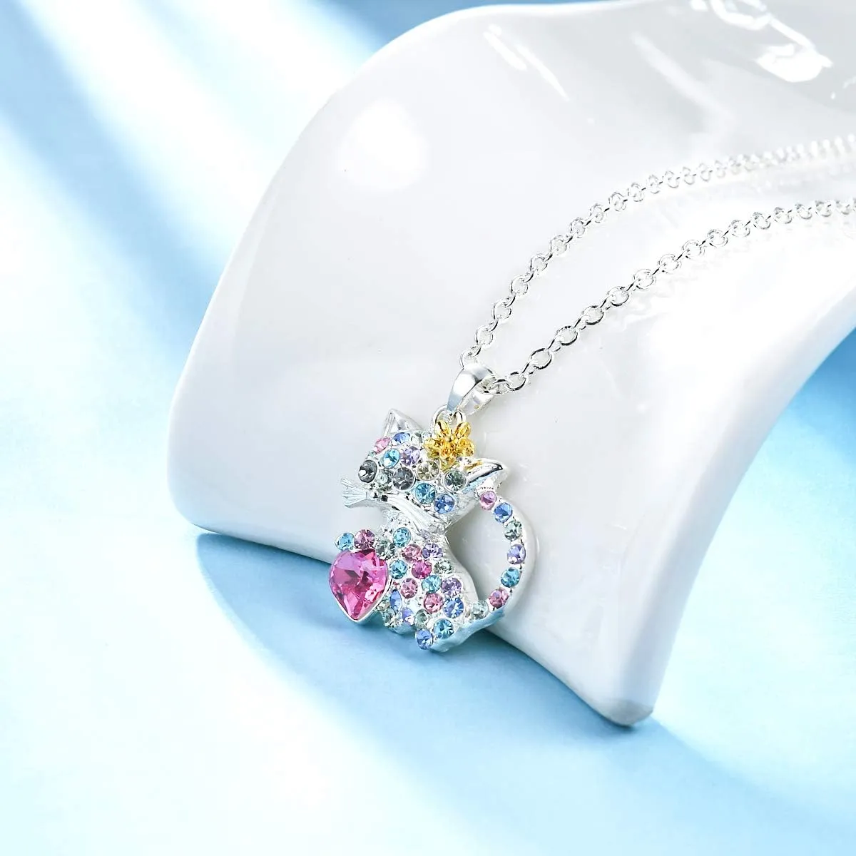 SUMFAN Cat Necklace Jewelry for Women & Girls, Teen Girls' Cat Lover Gifts