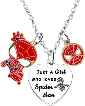 Superhero Necklace Spider Pendant Necklace Superhero Jewelry Gifts for Women Anime Caroon Necklace Superhero Stuff Superhero Gifts for Movie Fans Gifts for Friends Sister Birthday Gifts