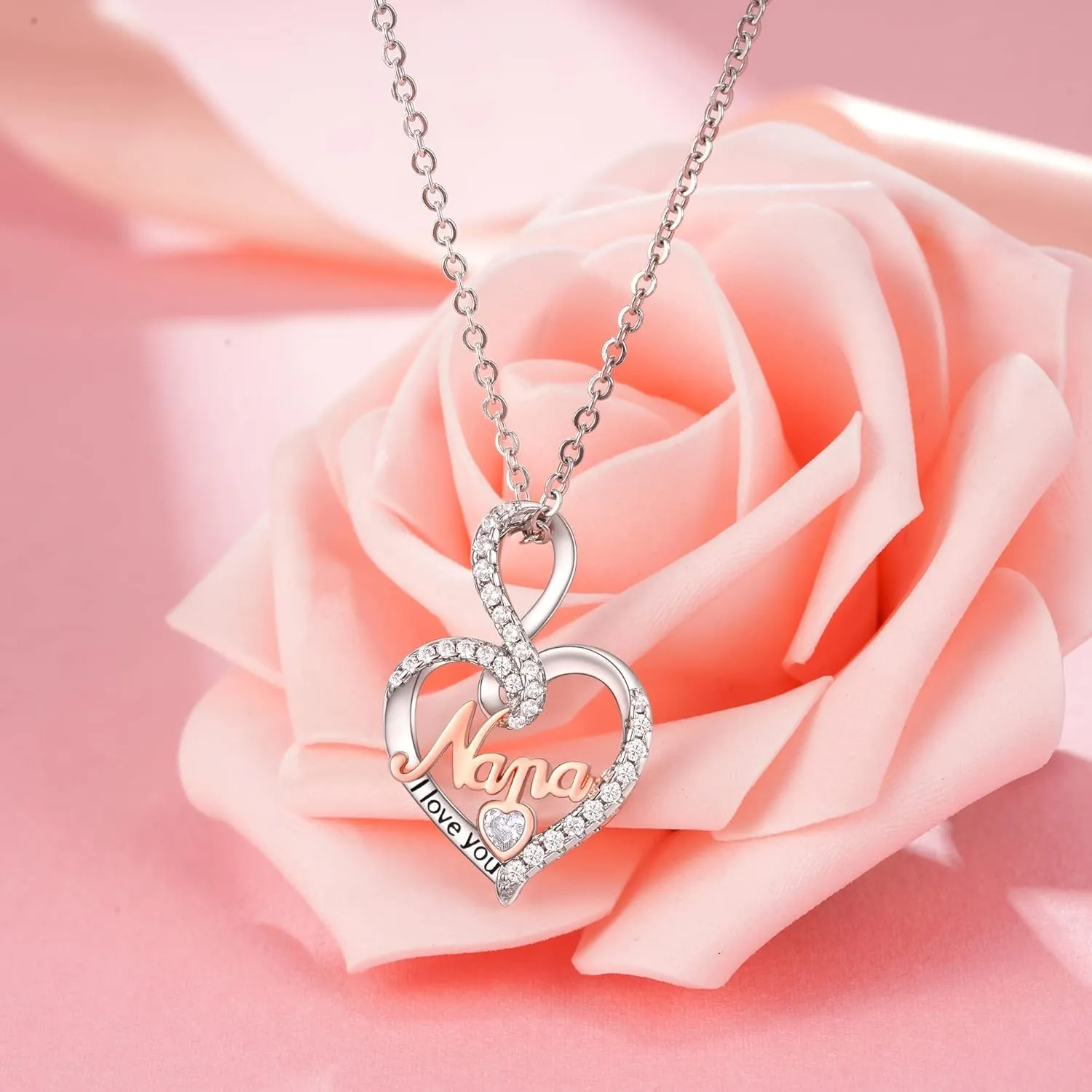 Tarsus Christmas Presents Gifts Necklace for Grandma/Nana/Mom/Daughter, Infinity Love Heart Necklace Birthday Jewelry Gifts for Women Girls